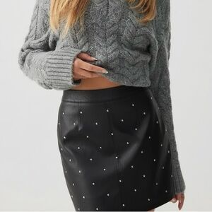 Bar III Black Studded Leather Skirt